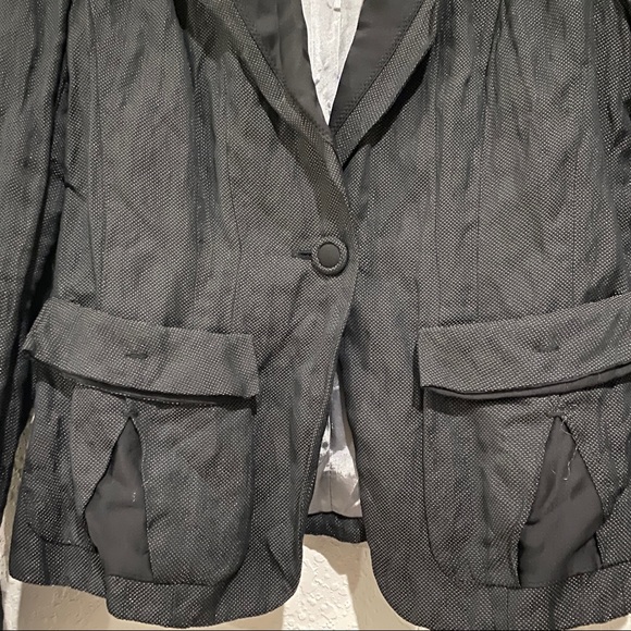 Luisa Cerano Women's Black Shimmery One Button Long Sleeve Blazer Size 10 NWOT - Picture 13 of 14